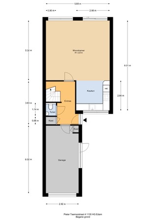 Plattegrond - Pieter Taemszstraat 4, 1135 HG Edam - Pieter Taemszstraat 4 - Begane grond - 2D.jpg